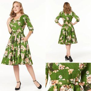 Timeless London Ximena Green Floral Dress